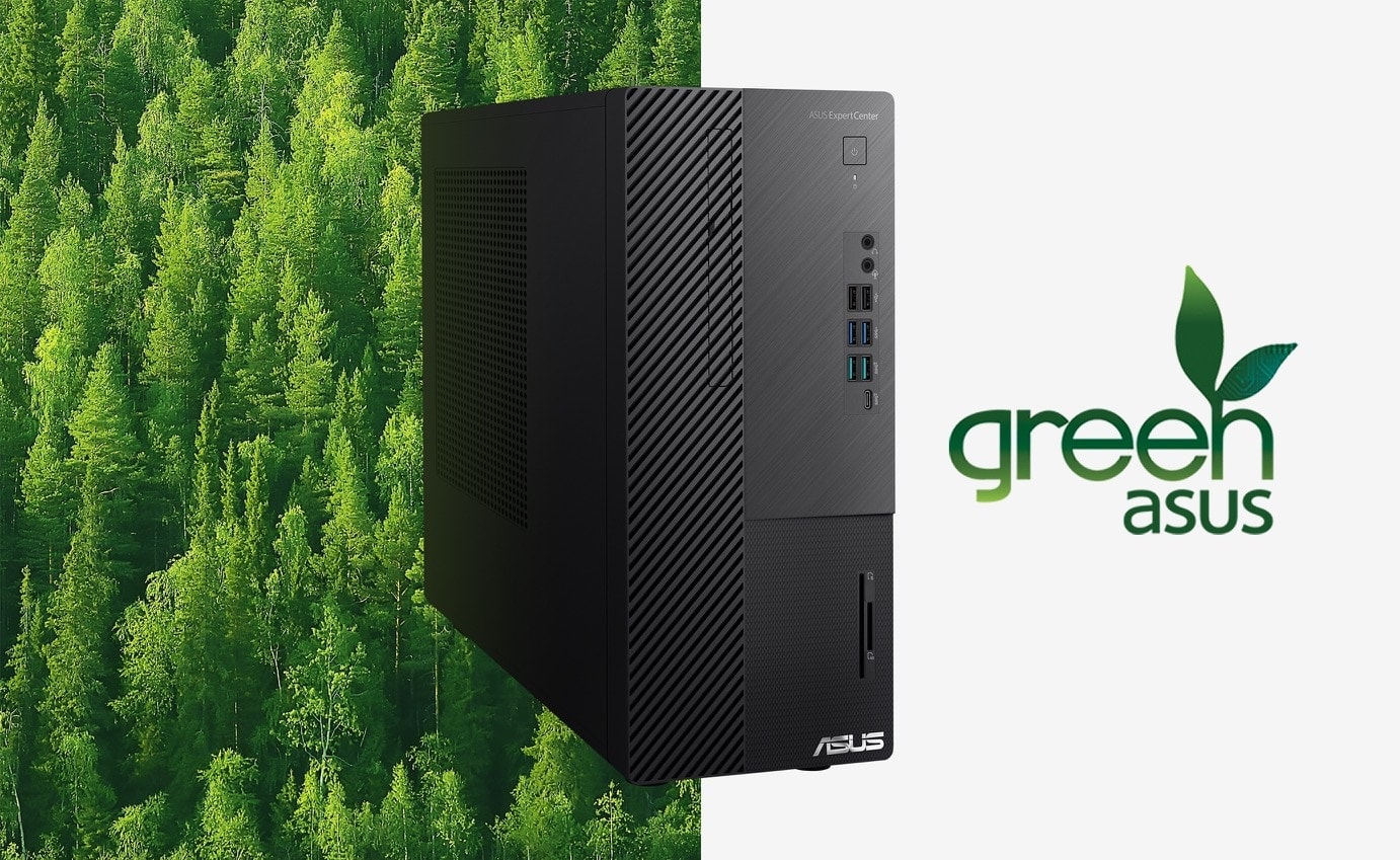 D700MC on a greenish forest background and a green ASUS logo.