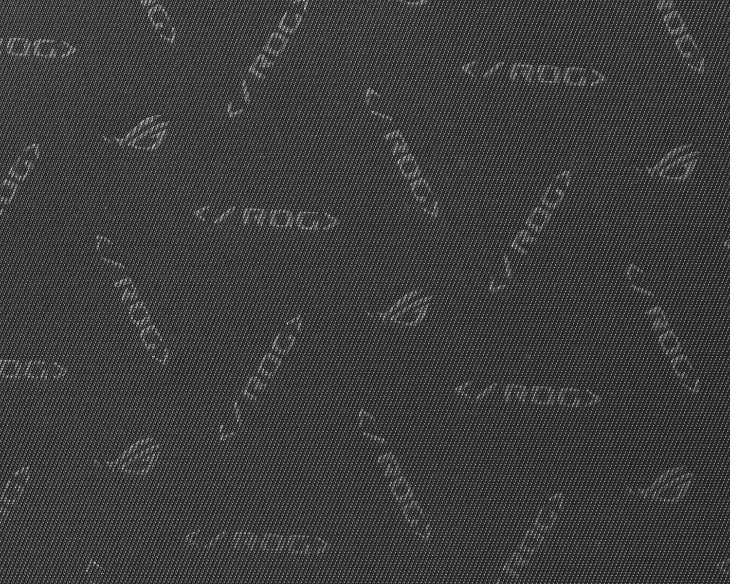 Extreme close-up of the ROG logo and "</ROG>" stitching inside the ROG SLASH Hard Case Luggage