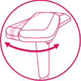 Icon indicating the armrests are rotatable in clockwise and anti-clockwise