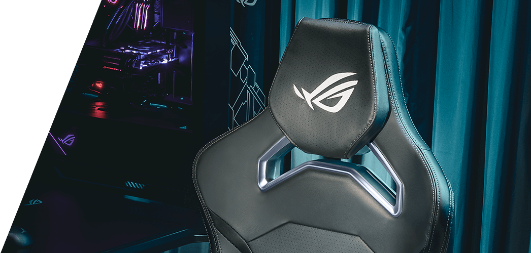 ROG Chariot X Core gaming chair headrest –  front view to the left