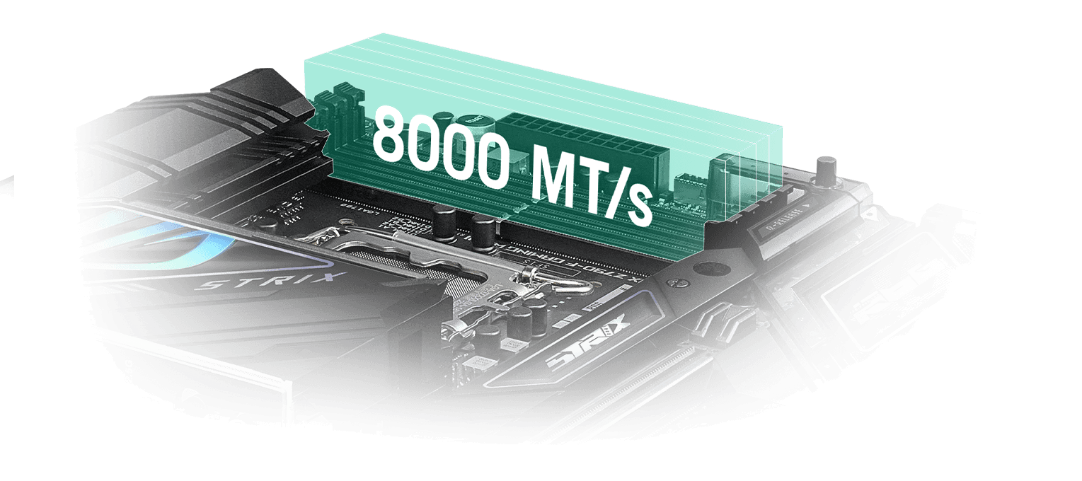 The Strix Z790-F II lets you overclock memory up to 8000+ MT/s.