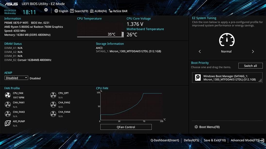 UEFI BIOS EZ mode UI.