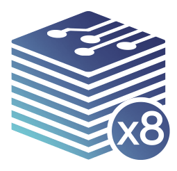 Graphic depicting eight-layer PCB design.