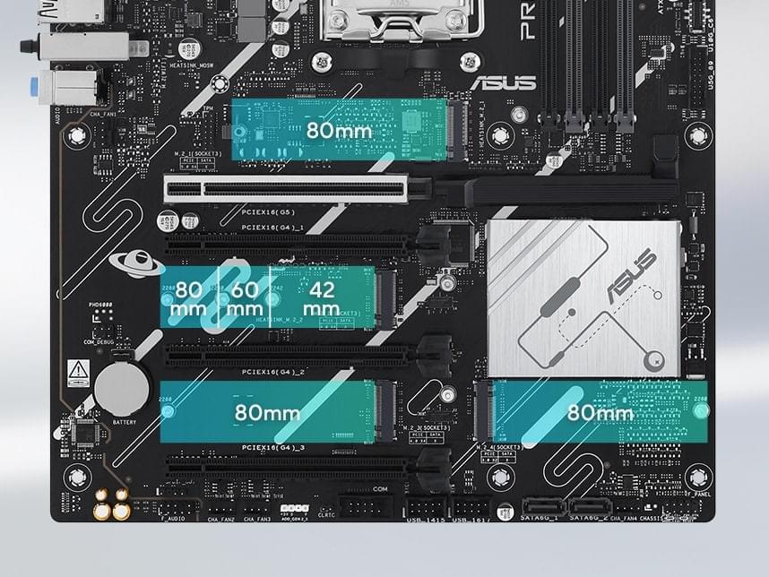 Grafik, die verschiedene M.2-Steckplätze auf einem Mainboard zeigt.