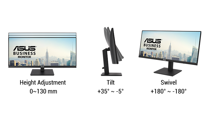 ASUS VP349CGL offers tilt, swivel and height adjustment