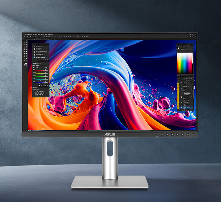 An ASUS ProArt Display featuring a high-resolution image with vibrant colors.
