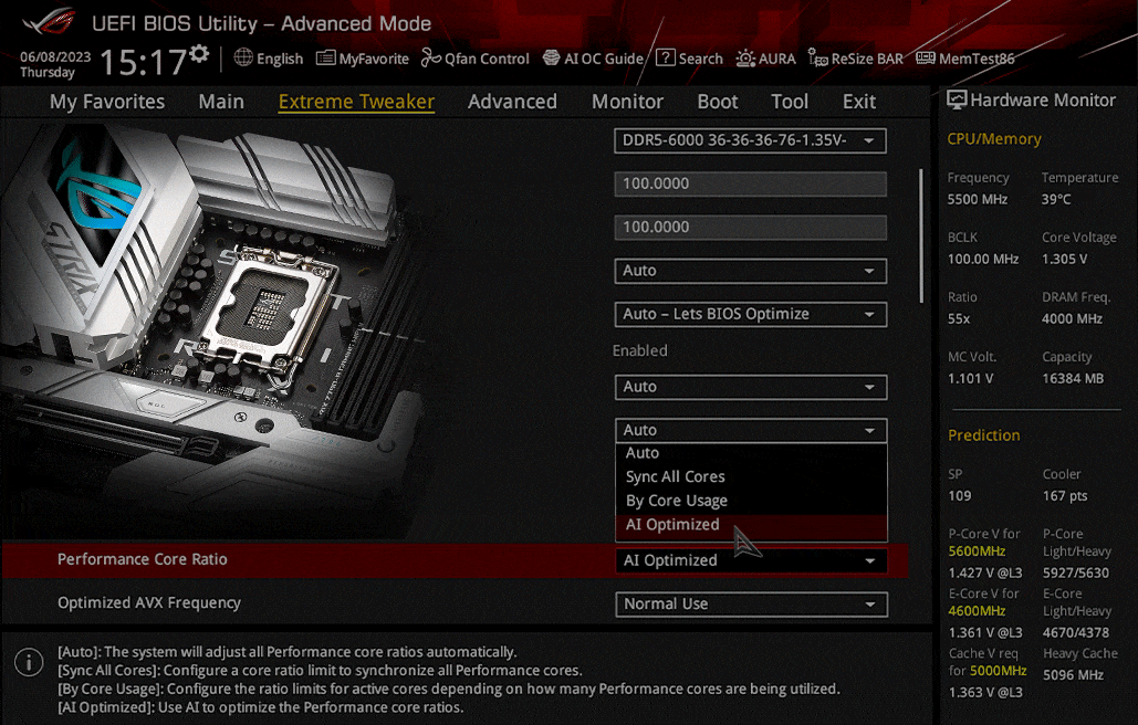 AI Overclocking позволяет автоматически оптимизировать производительность.