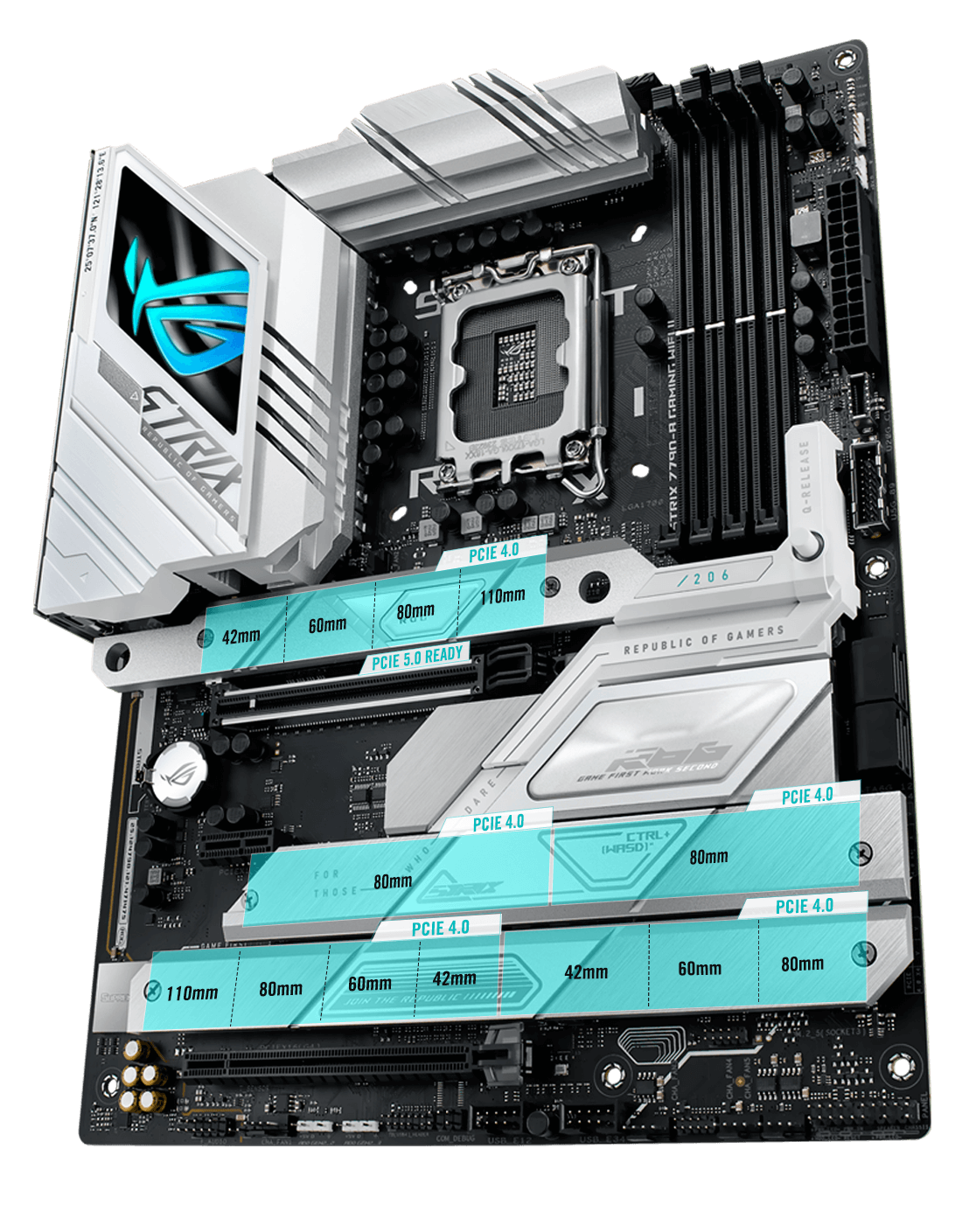 The Strix Z790-A II PCIe 5.0 M.2 and expansion slot layout