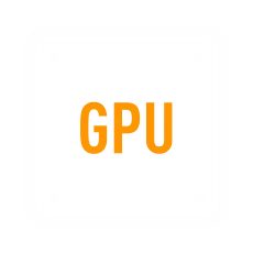 A 2D vector image of a box with the word “GPU” in yellow lettering.