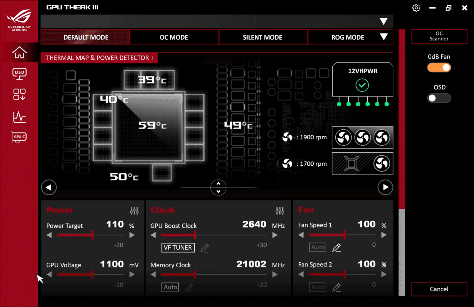 graphics card software VF Tuning