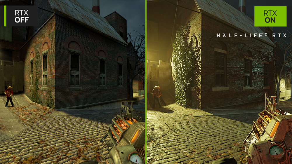 gaming UIs comparison with RTX off on the left and RTX on the right