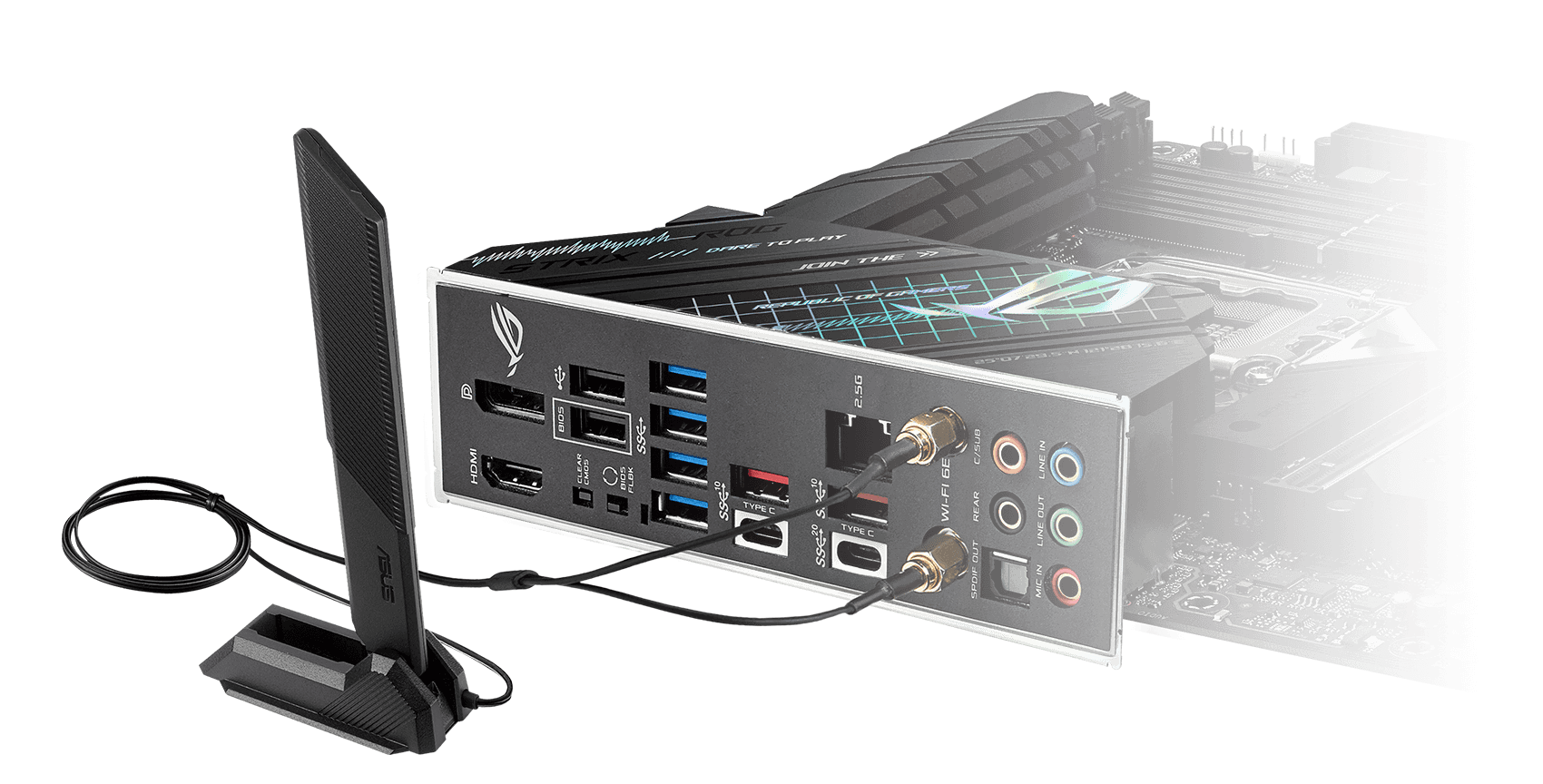 A ROG Strix Z690-G Gaming WiFi apresenta WiFi 6E, em conjunto com Ethernet 2.5 Gb