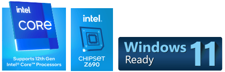 intel CORE，支援第 11 代 Intel Core 處理器；intel 晶片組 Z590、支援 Windows 11