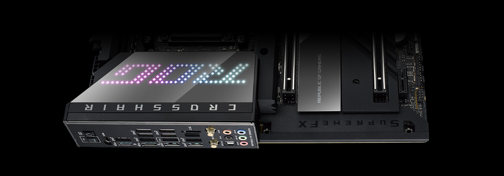The ROG Crosshair X670E Hero motherboard features SupremeFX audio.