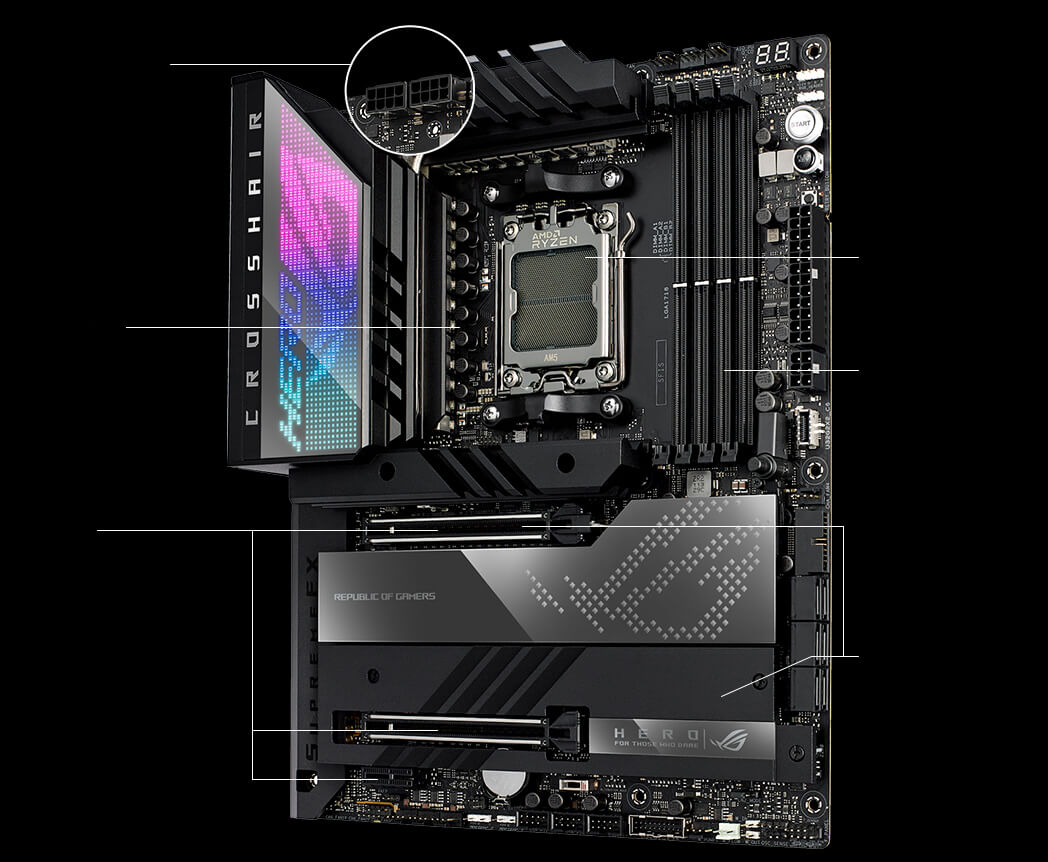  ASUS WD_Black 2TB SN850X NVMe Internal Gaming SSD Solid State  Drive ROG Crosshair X670E Hero (WiFi 6E) Socket AM5 (LGA 1718) Ryzen 7000  Gaming Motherboard : Electronics