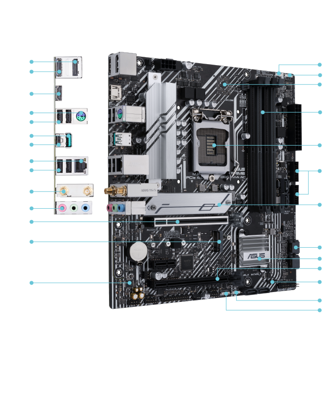 ASUS Prime B560M-A LGA 1200 (Intel 11th/10th Gen) micro ATX motherboard  (PCIe 4.0 2x M.2 slots power stages Gb LAN DP dual HDMI USB 3.2 Gen 