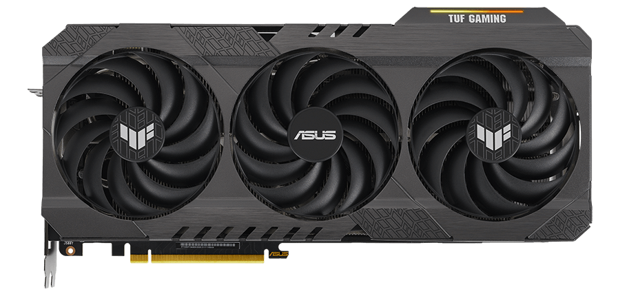 Vooraanzicht van de TUF Gaming GeForce RTX 3090 Ti videokaart.