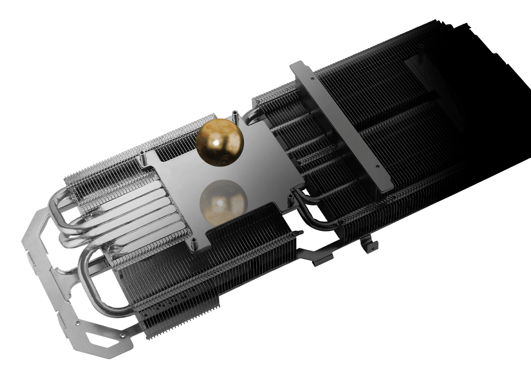 Graphics card heatsink, showing the heat spreader.