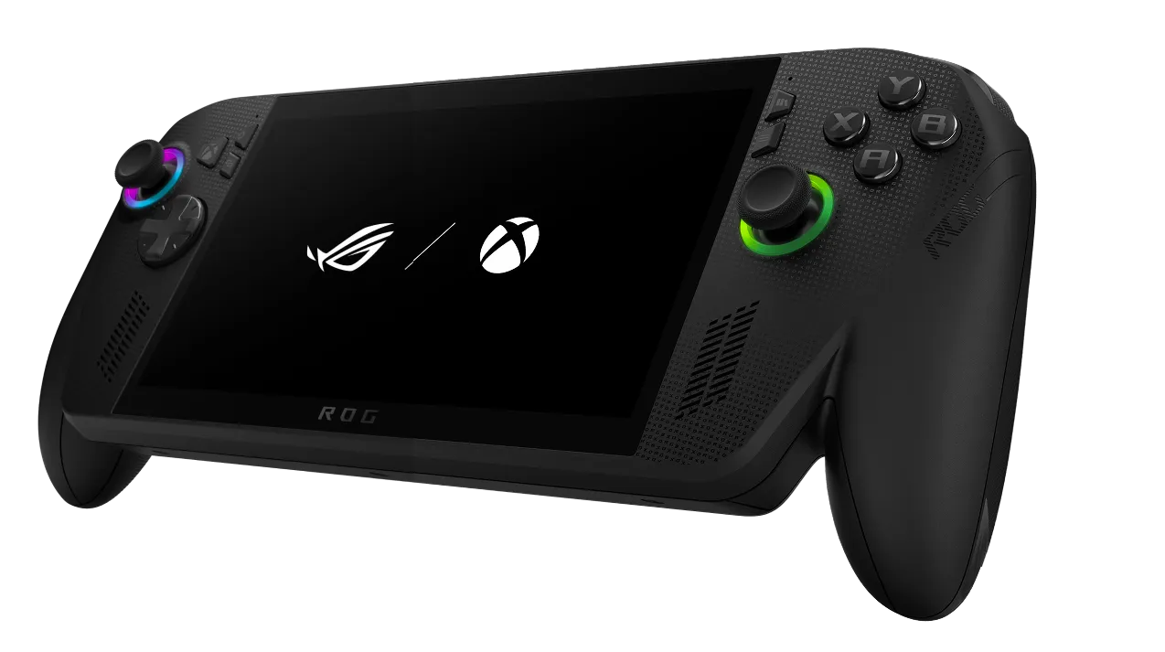 An ROG Xbox Ally X, with the ROG and Xbox logos on screen.