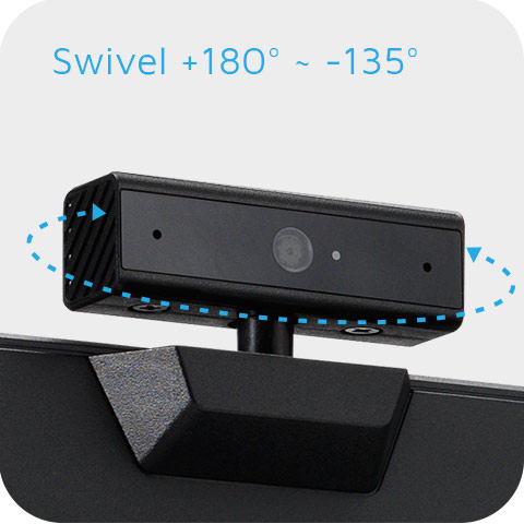 ASUS BE27ACGN’s webcam offers +180°–-135° swivel adjustment