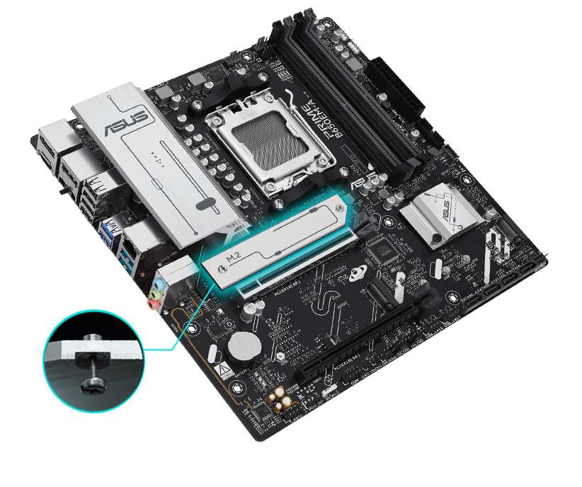 The PRIME B650EM-A motherboard offers M.2 heatsink.