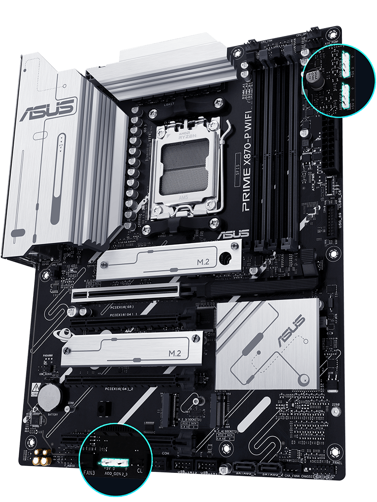 PRIME X870-P WIFI-CSM front view, 45 degrees.