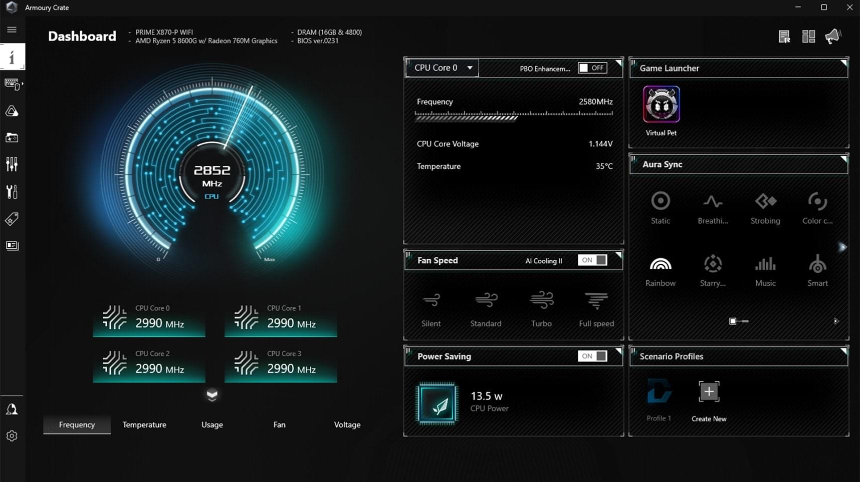 Armoury Crate Dashboard