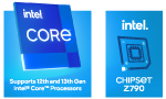 Core i9 processor icon, Intel Z690 Chipset icon, Windows 11 icon