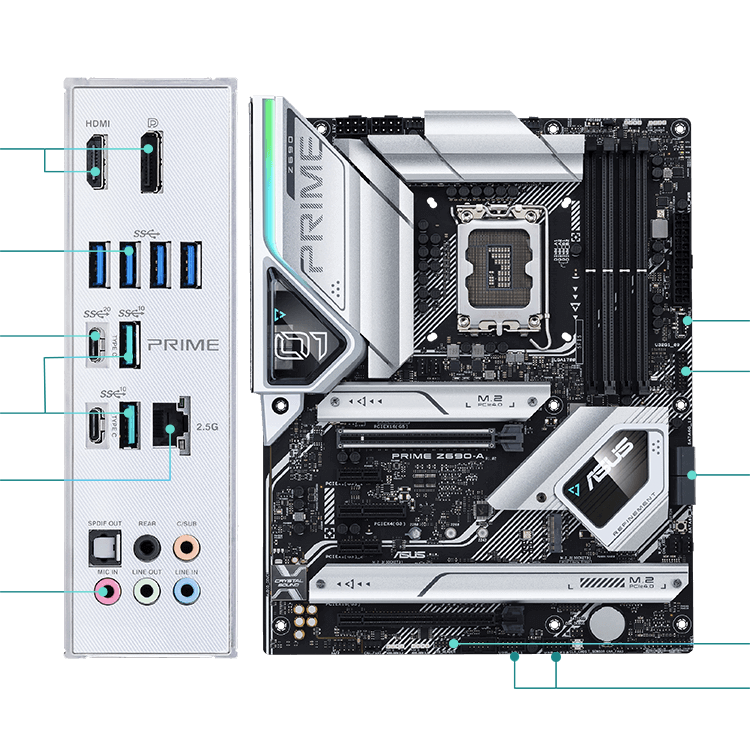 ASUS Prime Z690-A LGA 1700(Intel 12th) ATX Motherboard (16+1 DrMOS,PCIe  5.0,DDR5,4X M.2, Intel 2.5 Gb LAN,USB 3.2 Gen 2 Front Panel