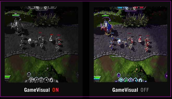 Comparison image with MOBA mode on and off