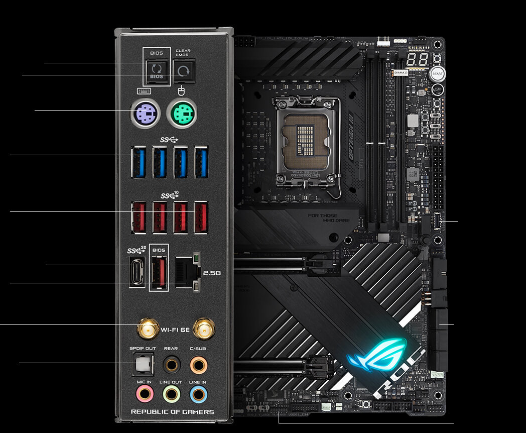 Connectivity specs of the ROG Maximus Z690 Apex