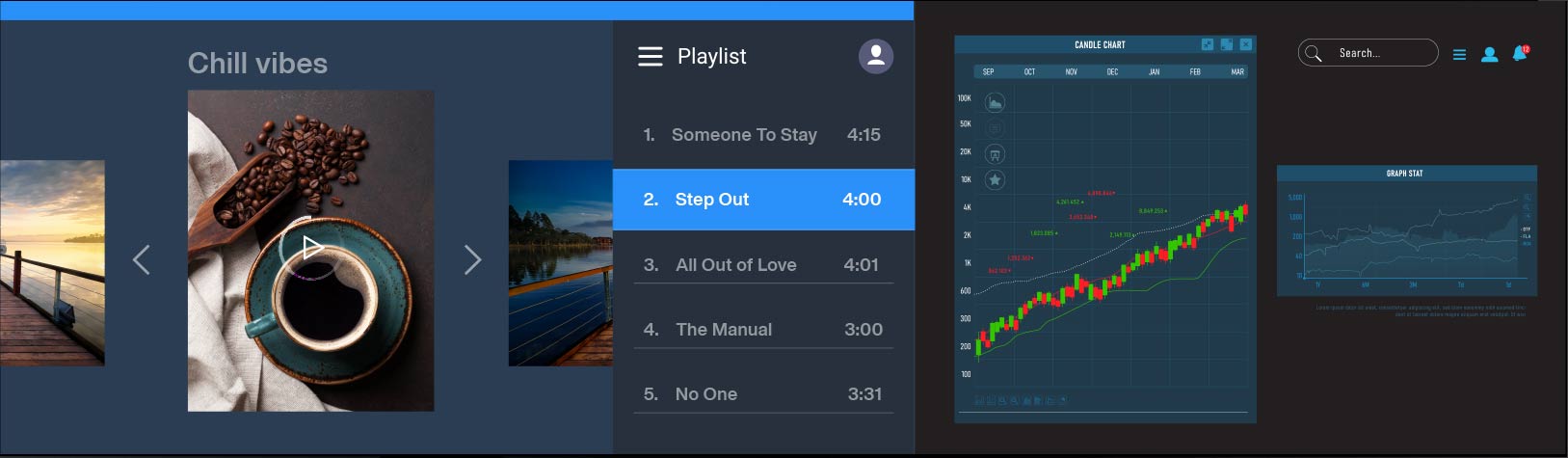 the music player software interface