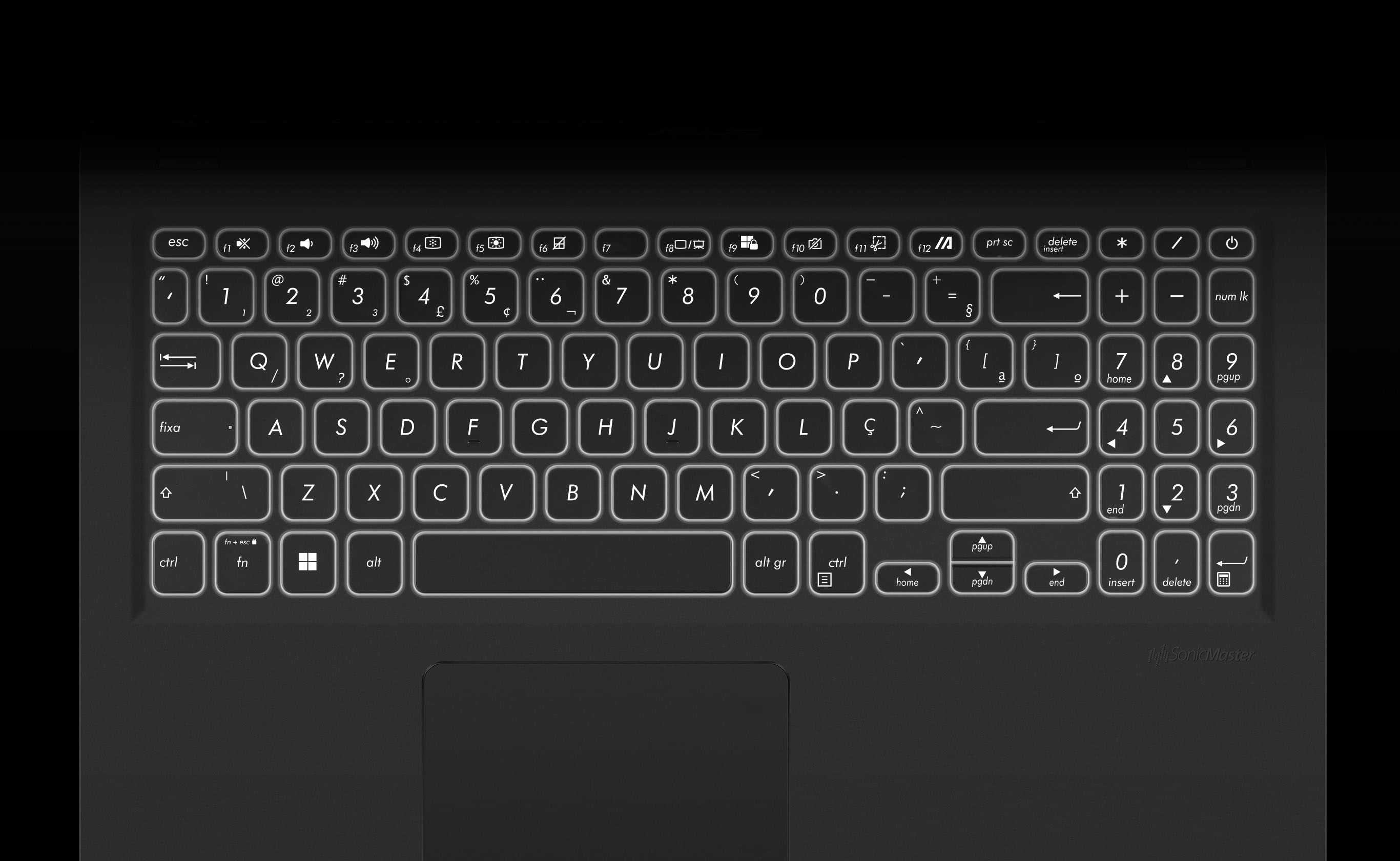 Vivobook 15 is shown close-up keyboard with backlight on.