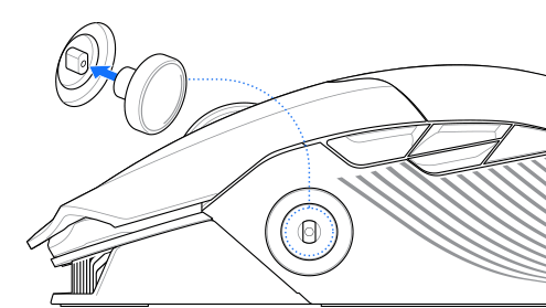 Vérifiez que l'encoche est à la verticale avant d'installer le joystick