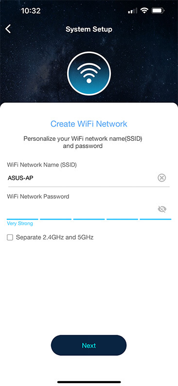 Nastavte SSID a heslo siete WiFi.