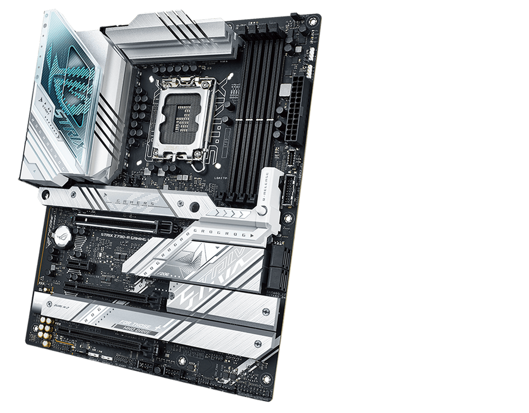 The Strix Z790-A front and back designs offer a clean, modern aesthetic.