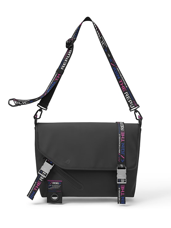 front view of ROG SLASH Classic Messenger Bag