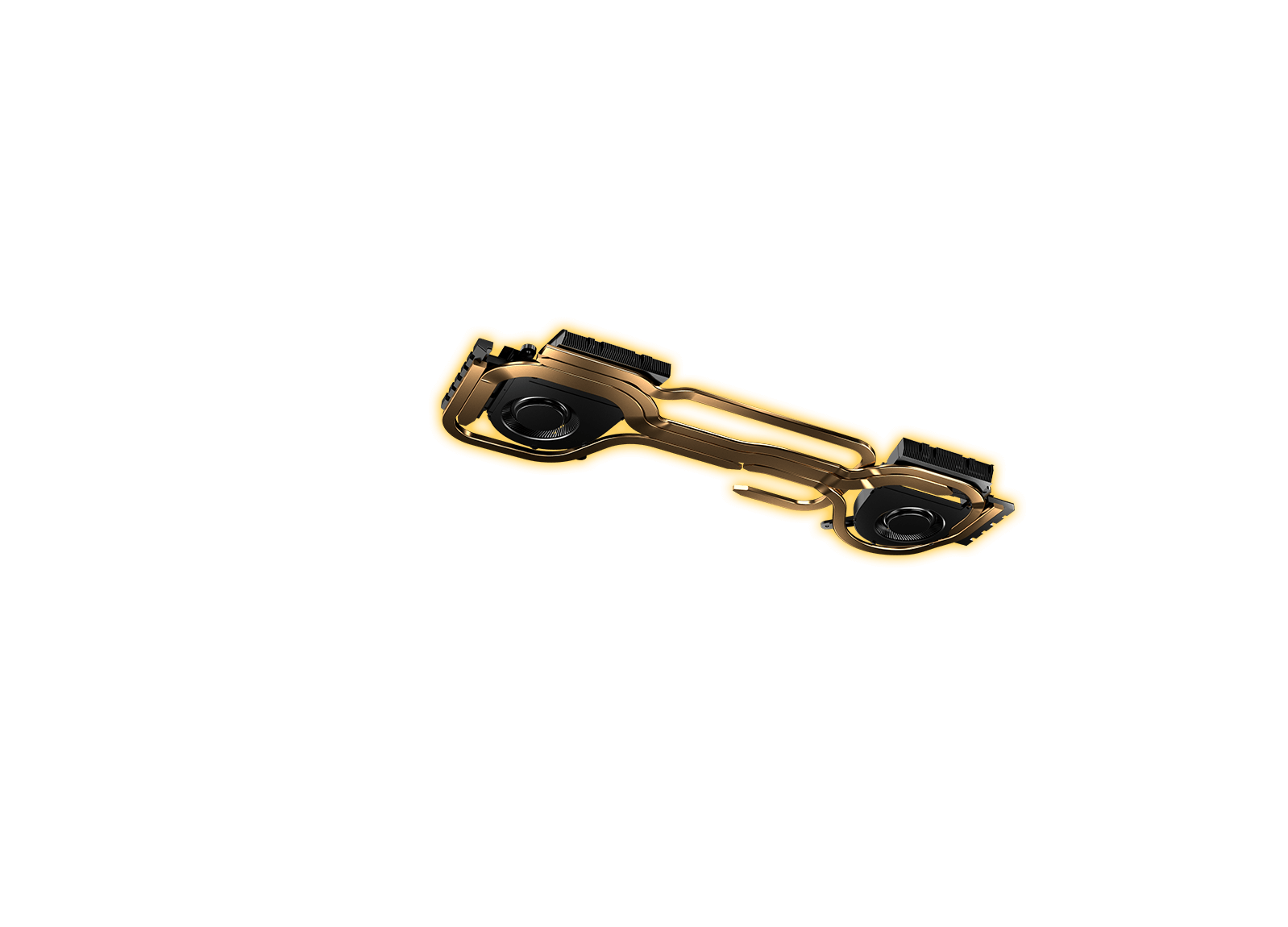 An X-Ray view inside the TUF Gaming F16, with emphasis on the heatpipe and fan design.