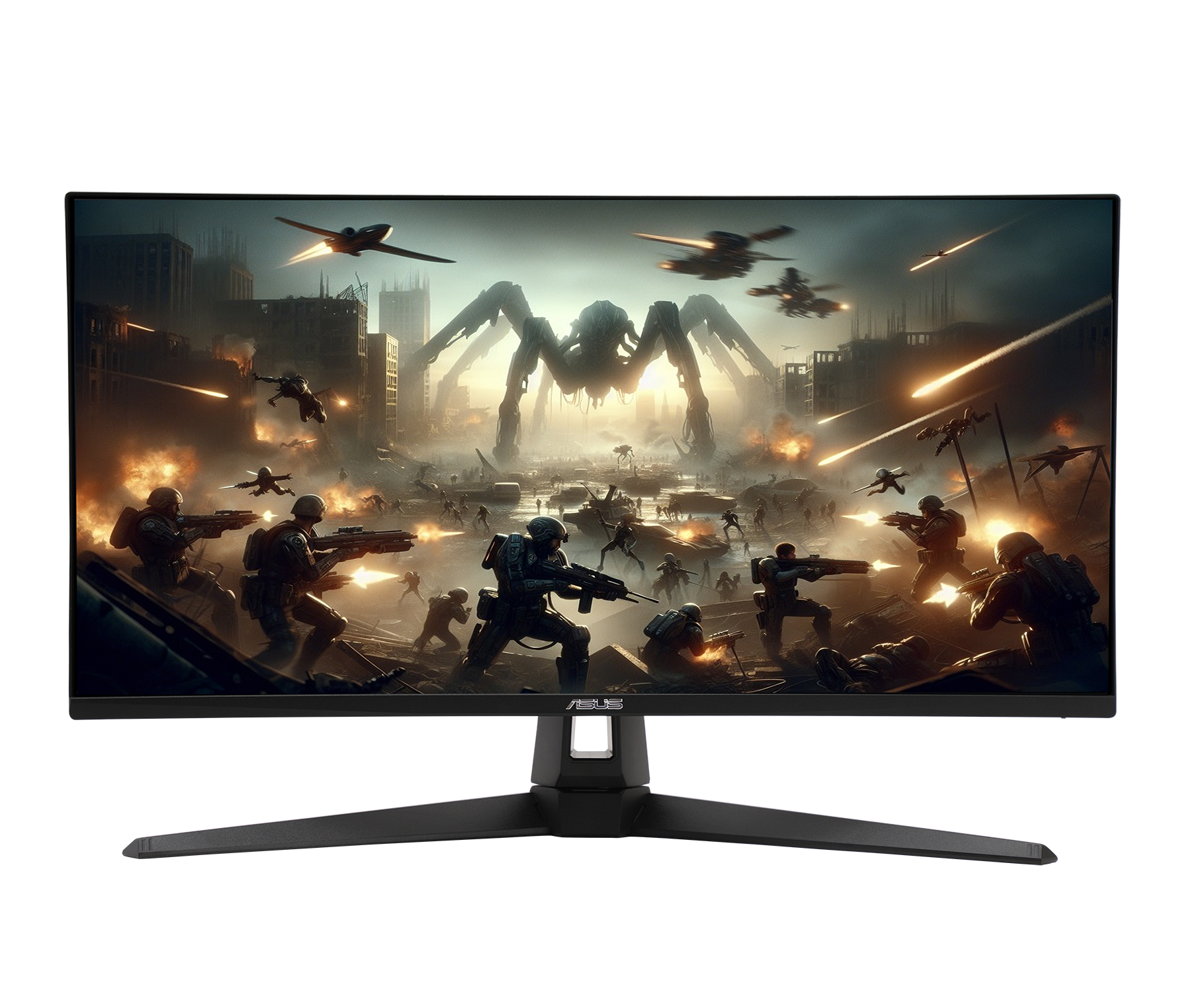 The VG27AQM5A monitor displaying vibrant, color-saturated gameplay footage of a combat scene