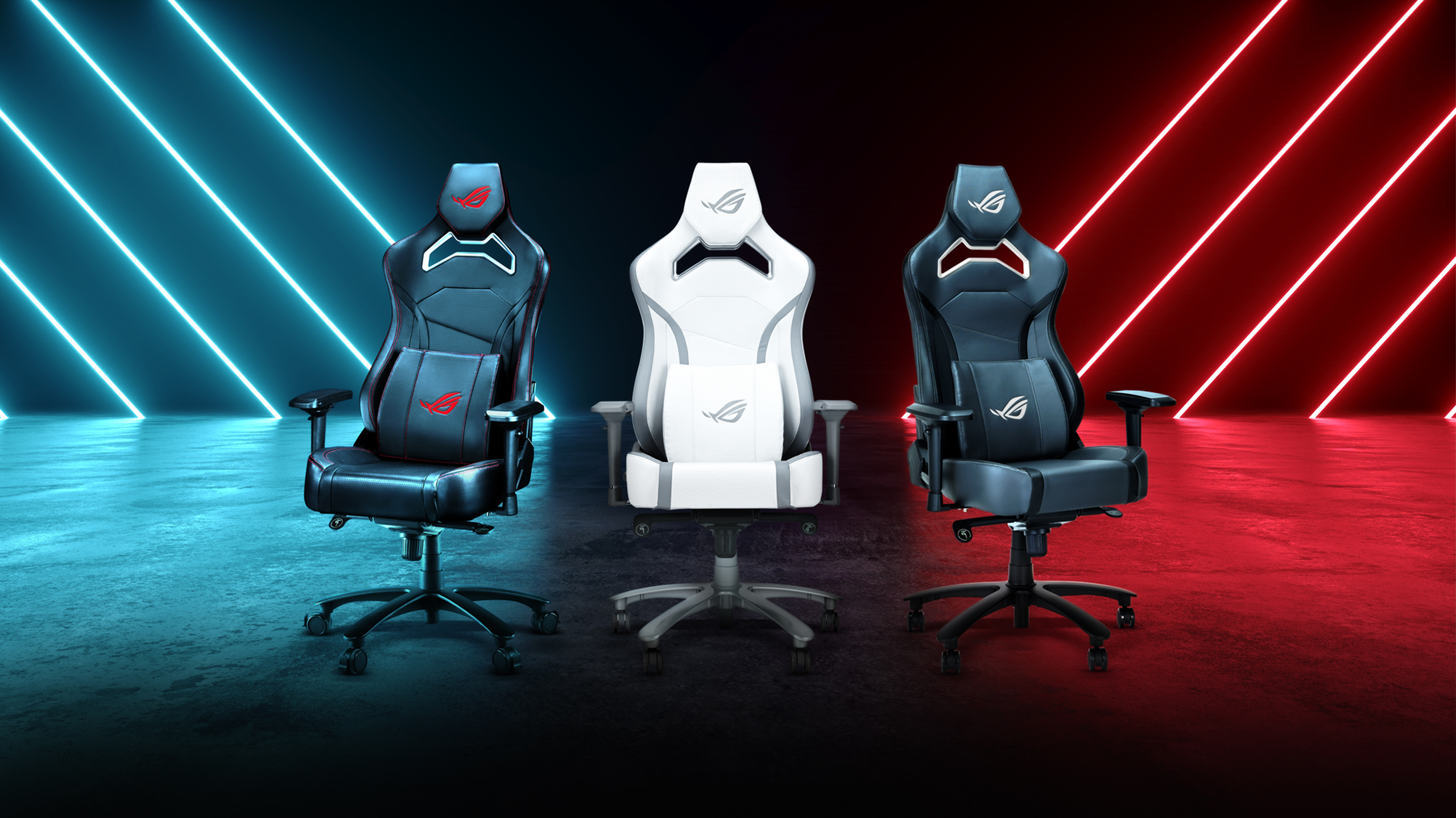 ROG Chariot X Core gaming chair back view with fabric straps.
