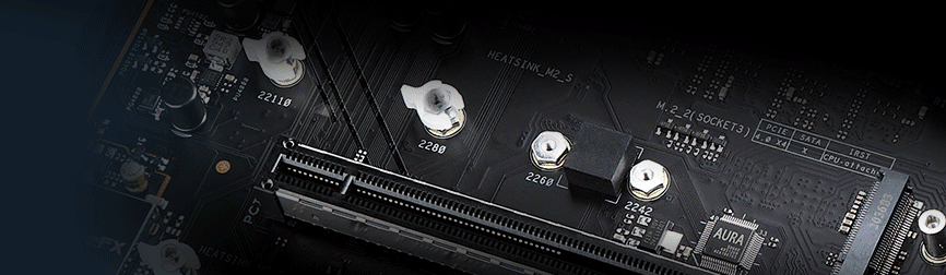 Closeup of ROG Strix Z590-F Gaming WiFi M.2 Q-Latch