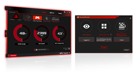 GPU Tweak user interface screenshots