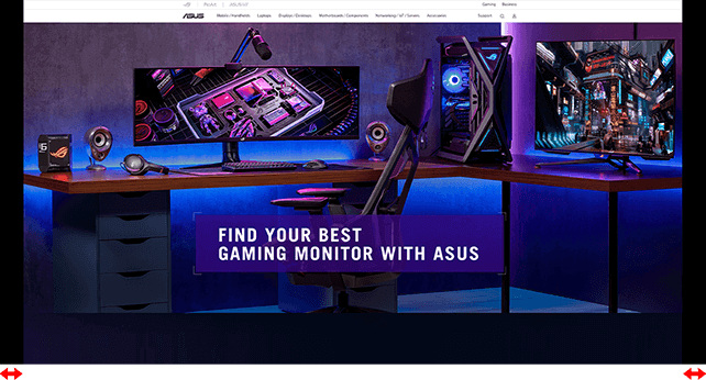 Screenshot of a web browser with black bars on the left and right of the screen to show the effect of the OLED Care+’s Screen Move feature.