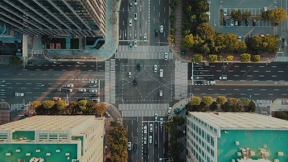 In the warehouse full of parcels, two AMR are working to move boxes