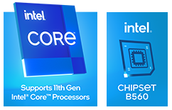 intel CORE，支援第 11 代 Intel Core 處理器；intel 晶片組 B560