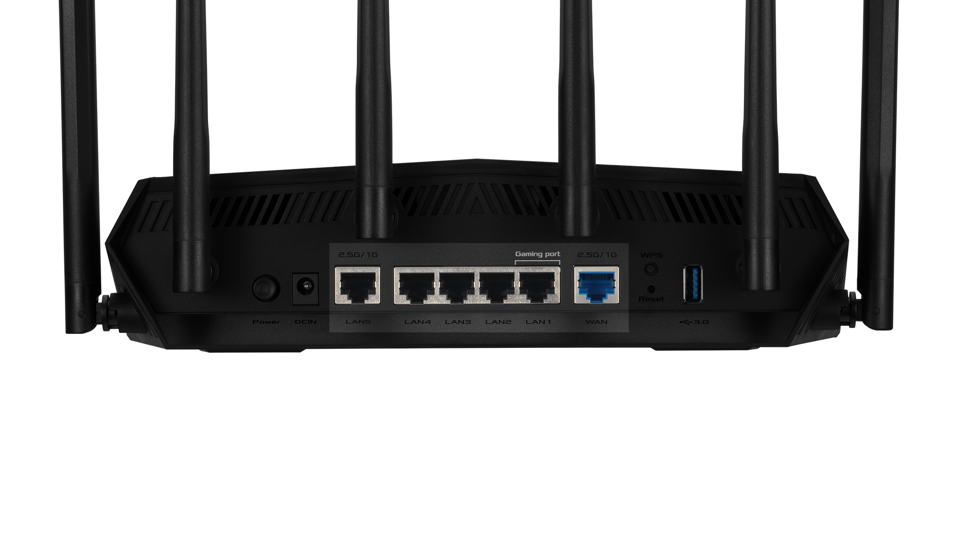 Konektory routeru TUF Gaming AX6000 (detailně)