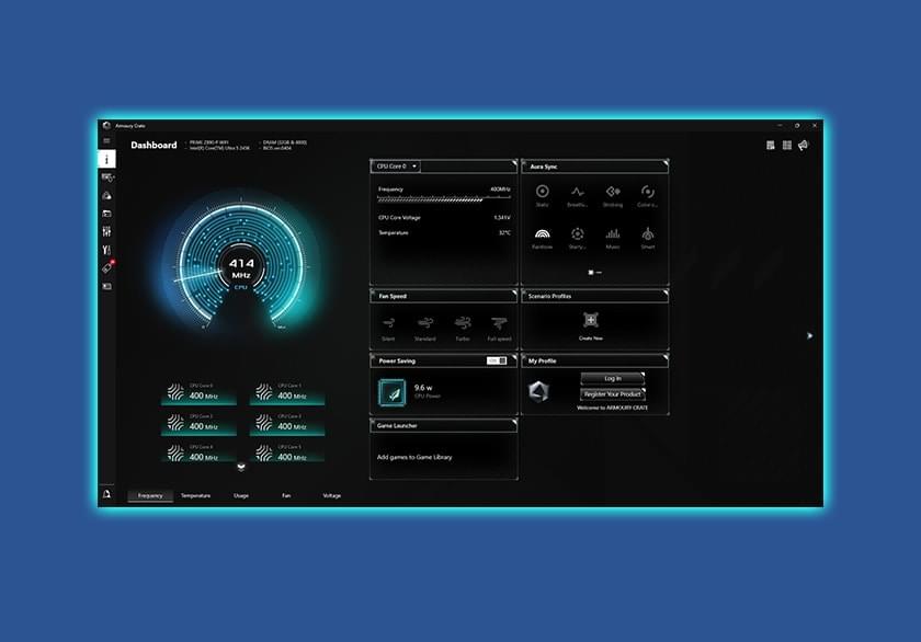 Interface de usuário do ASUS Armoury Crate