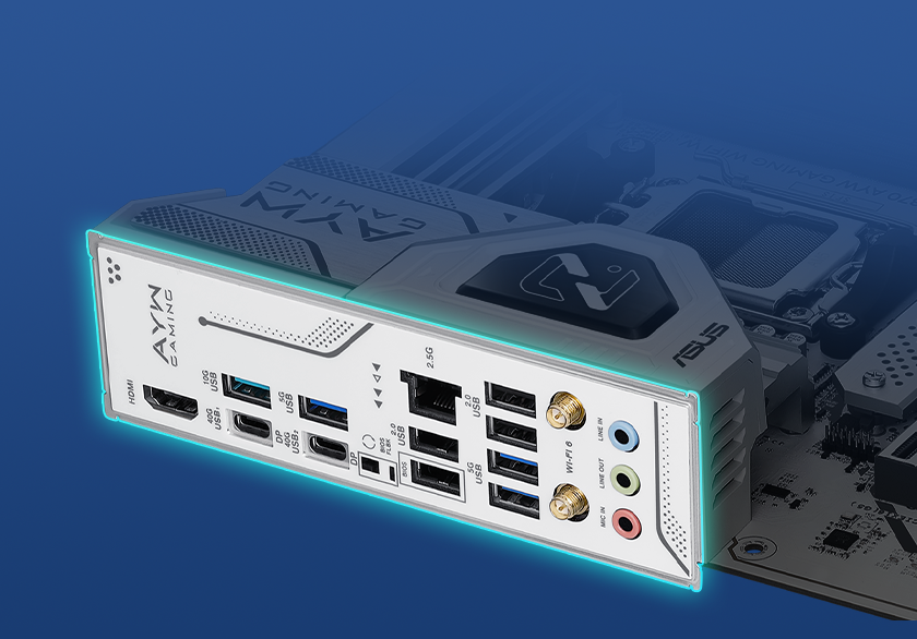 Gráfico que representa o escudo de E/S pré-montado do X870 AYW GAMING WIFI W.