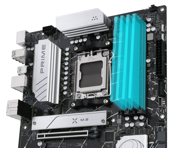 The PRIME B650-PLUS motherboard supports DDR5. 
