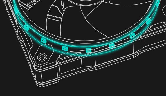 illustation showing the ARGB LEDs on the fan